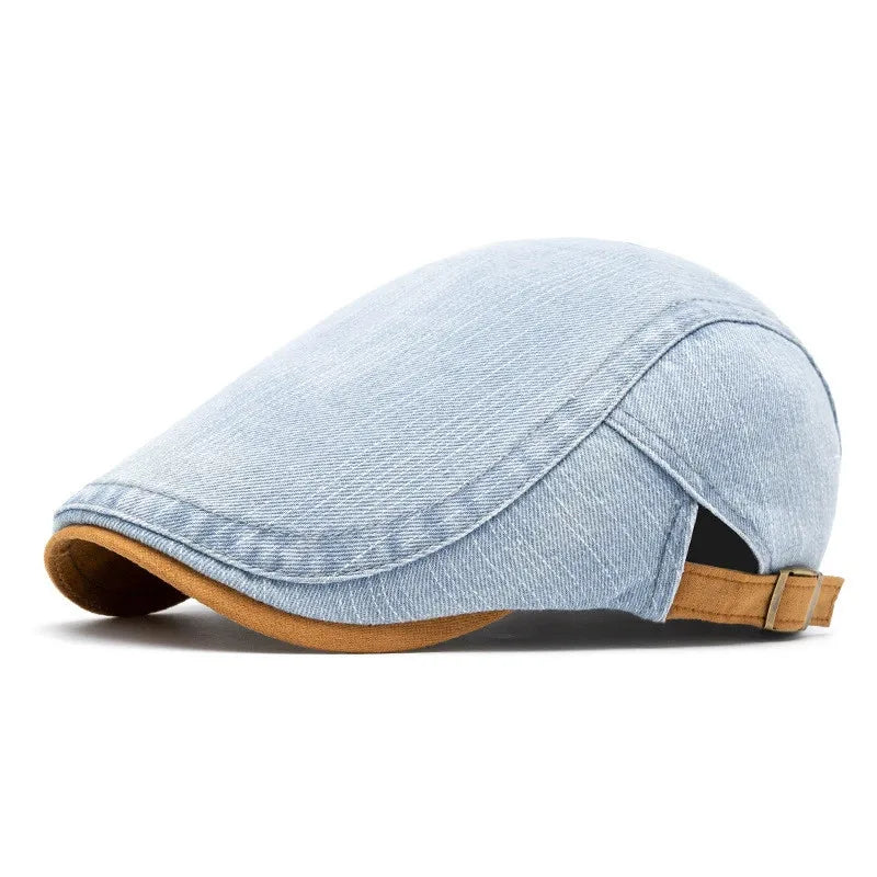 Men’s Solid Cotton Beret – Casual Four Seasons Painter Style Hat