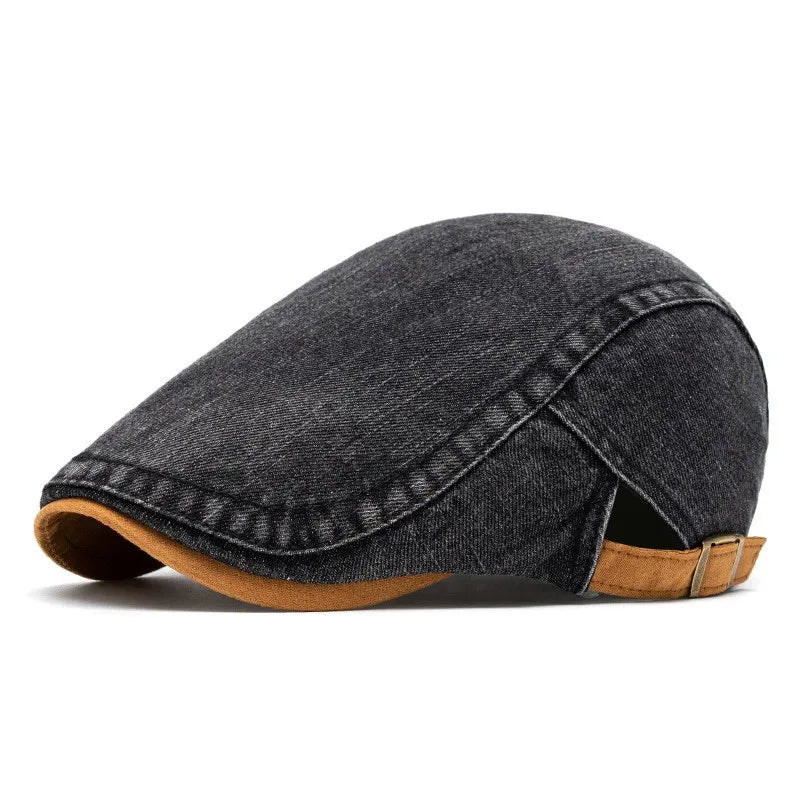 Men’s Solid Cotton Beret – Casual Four Seasons Painter Style Hat