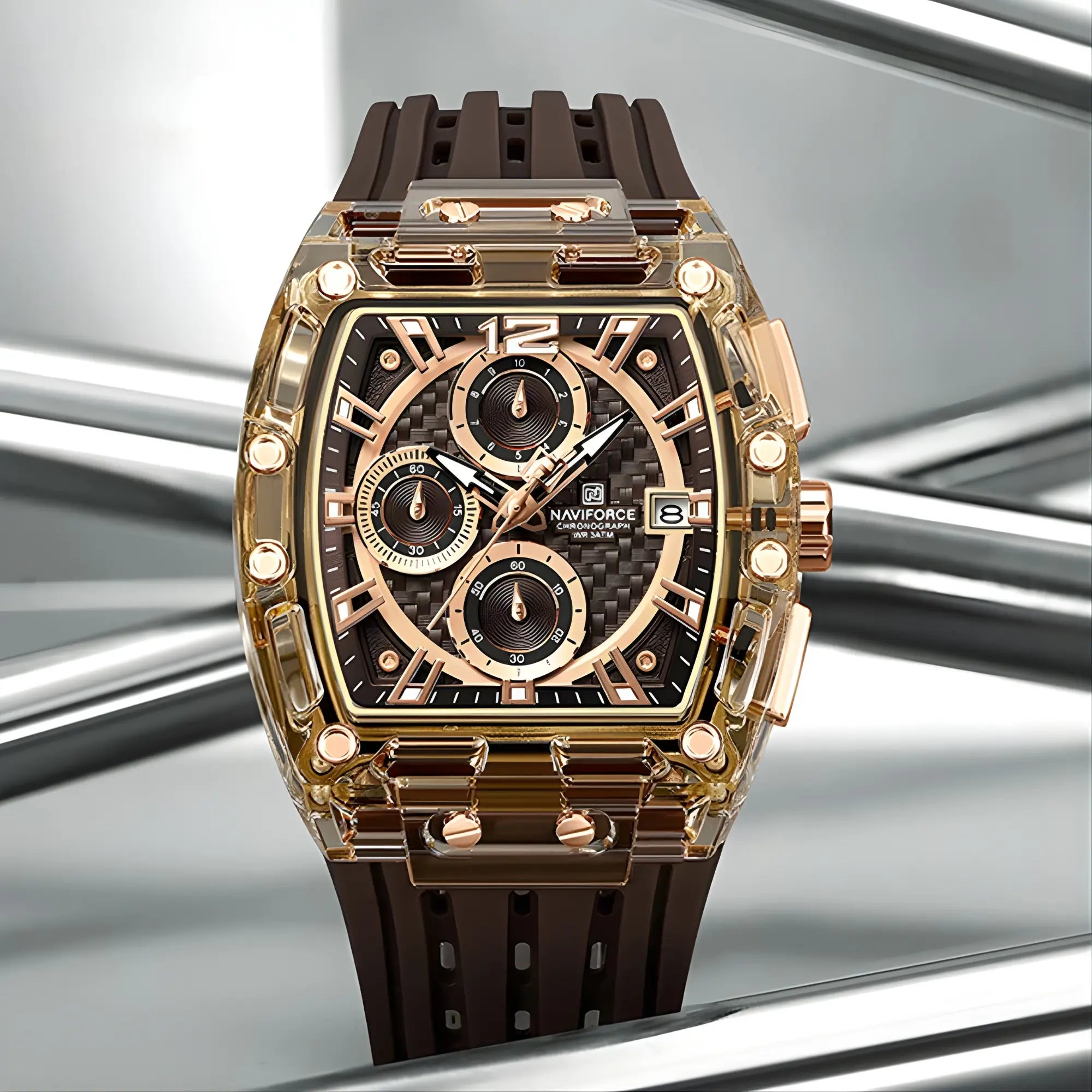 Men’s Sport Watch – High-Quality Quartz Chronograph with Silica Strap, 50M Waterproof, Date Display