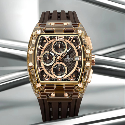 Men’s Sport Watch – High-Quality Quartz Chronograph with Silica Strap, 50M Waterproof, Date Display