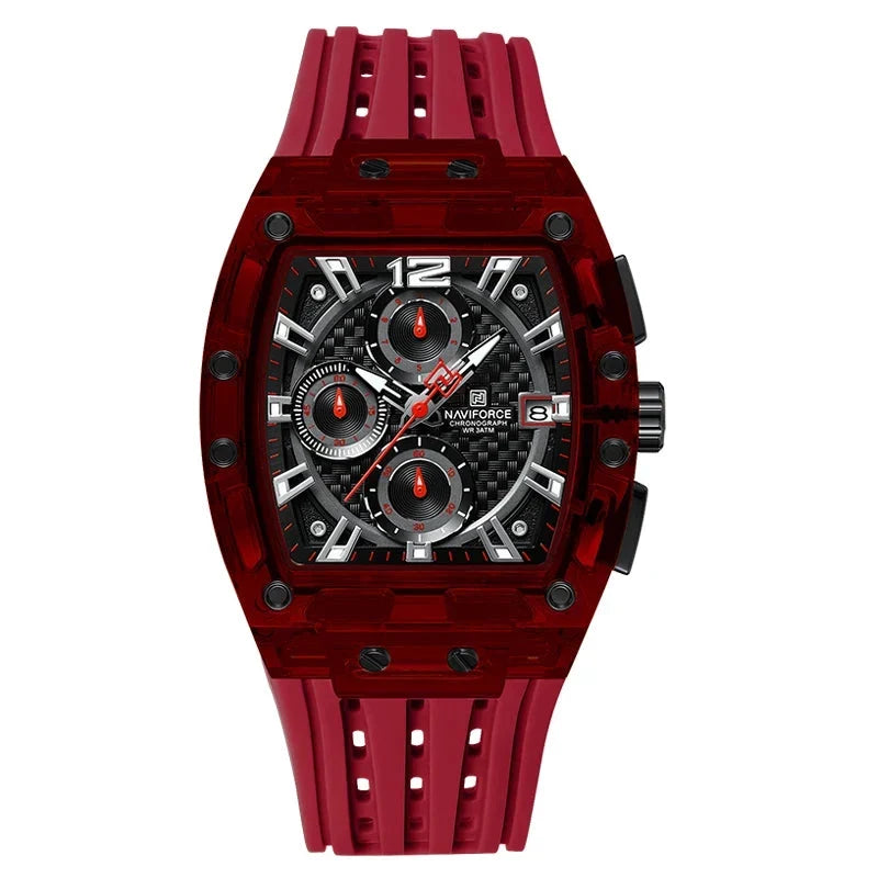 Men’s Sport Watch – High-Quality Quartz Chronograph with Silica Strap, 50M Waterproof, Date Display