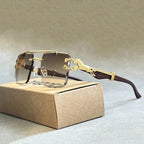 Men’s Square Rimless Sunglasses – Luxury Vintage Designer Style with Modern Fashion Look