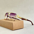 Men’s Square Rimless Sunglasses – Luxury Vintage Designer Style with Modern Fashion Look