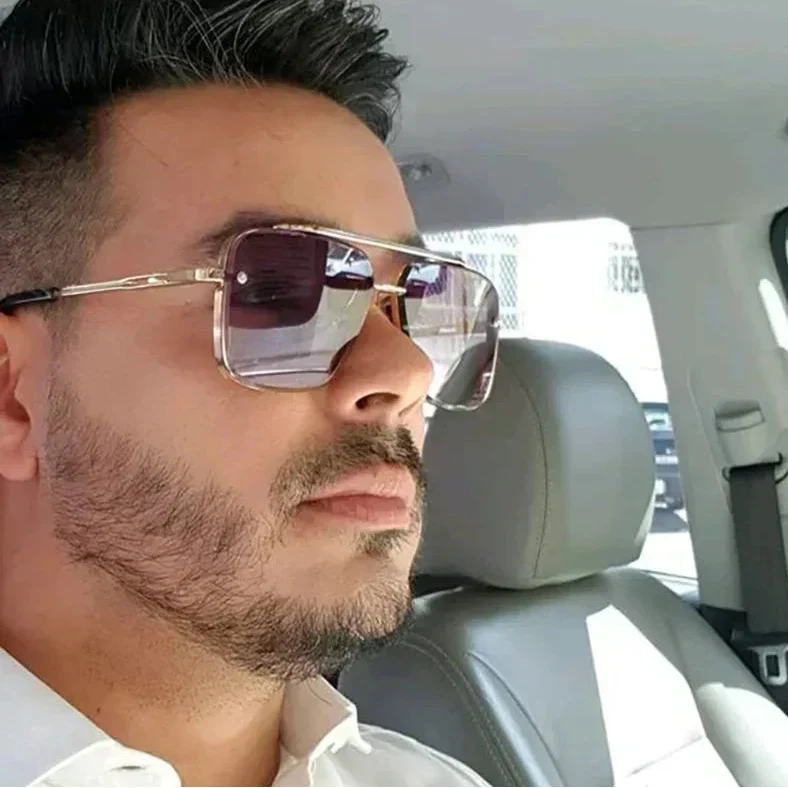 Men’s Square Luxury Sunglasses – Gradient Pilot Design with Modern Aviation-Inspired Style