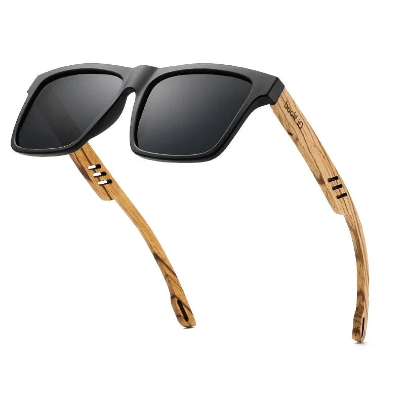 Men’s Square Wooden Polarized Sunglasses – High-Quality Fashion Sports Sun Glasses with Mirror Lenses and UV400 Protection