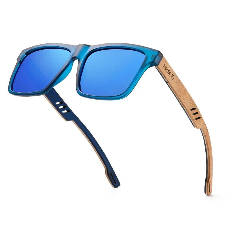 Men’s Square Wooden Polarized Sunglasses – High-Quality Fashion Sports Sun Glasses with Mirror Lenses and UV400 Protection