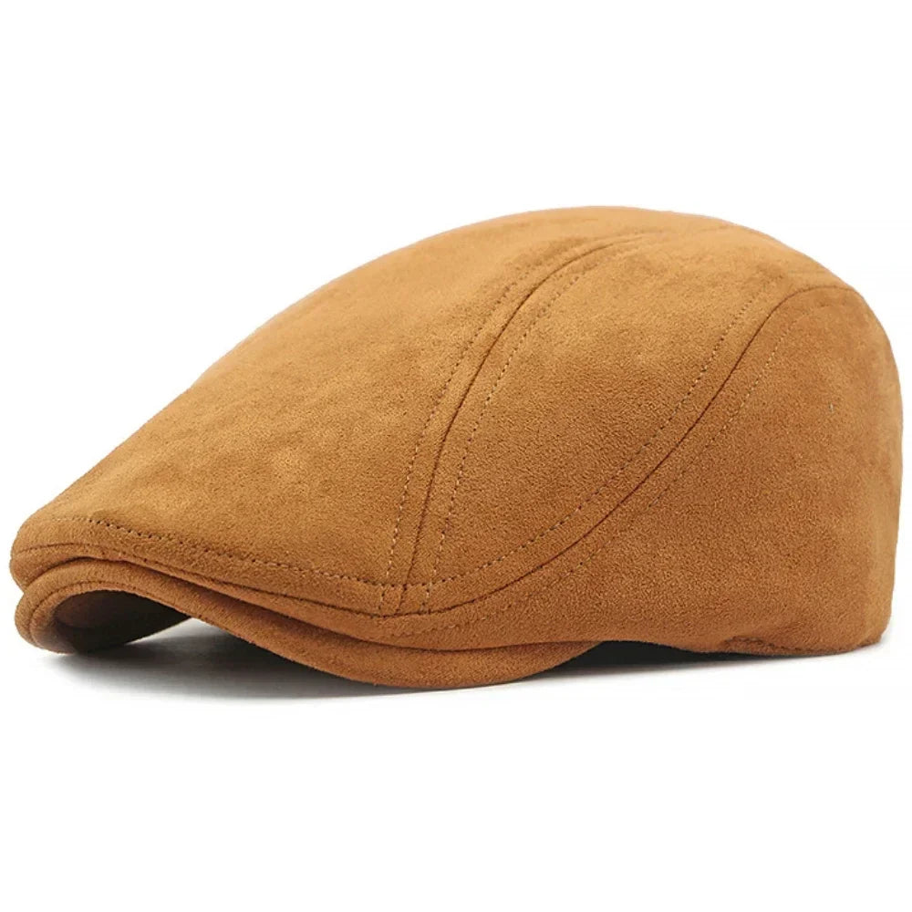 Men’s Beret Cap – Spring & Autumn Solid Suede Vintage Artist Painter Beret Hat