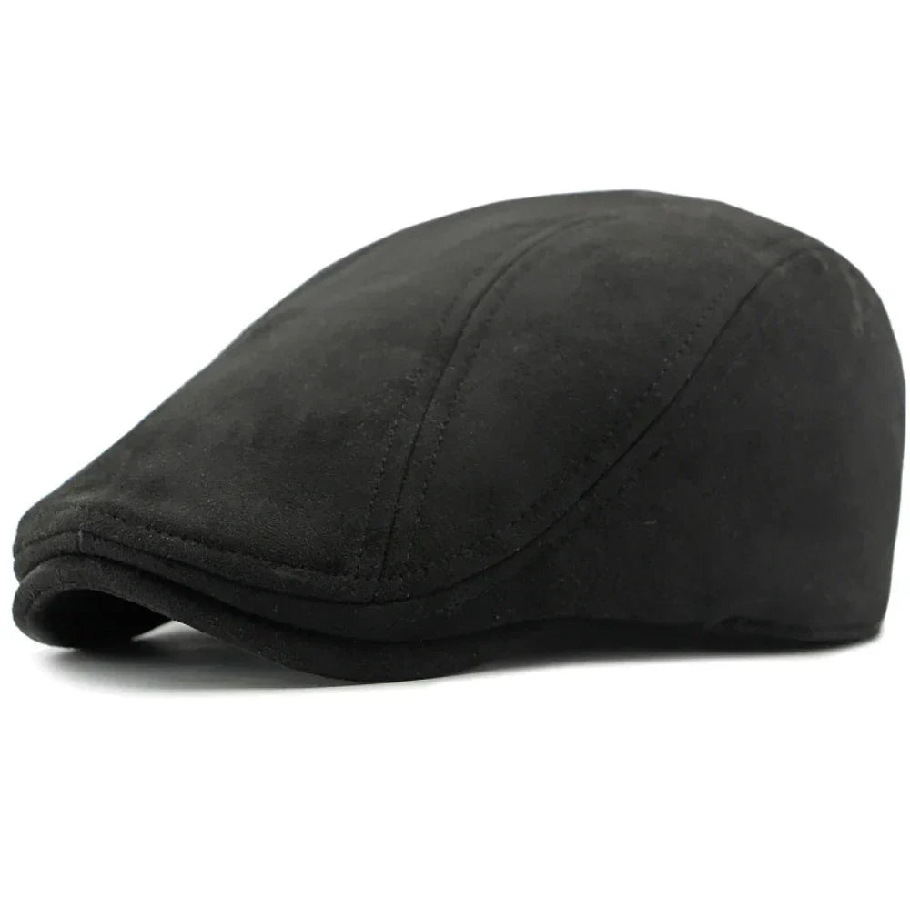 Men’s Beret Cap – Spring & Autumn Solid Suede Vintage Artist Painter Beret Hat