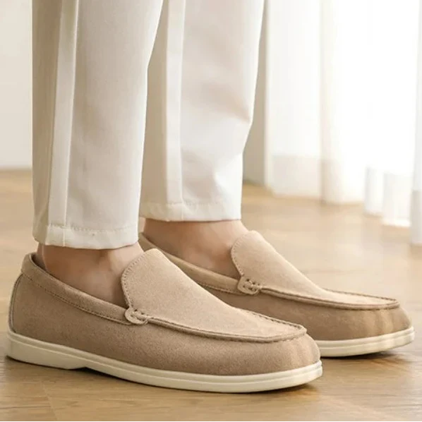 Men’s Suede Leather Loafers – Classic British-Style Casual Shoes, Lightweight Soft Slip-On Moccasins for Driving
