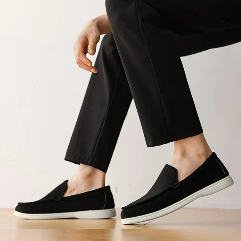 Men’s Suede Leather Loafers – Classic British-Style Casual Shoes, Lightweight Soft Slip-On Moccasins for Driving