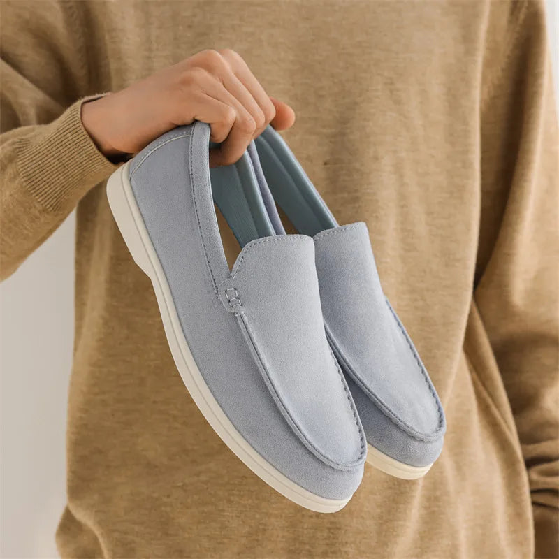 Men’s Suede Leather Loafers – Classic British-Style Casual Shoes, Lightweight Soft Slip-On Moccasins for Driving