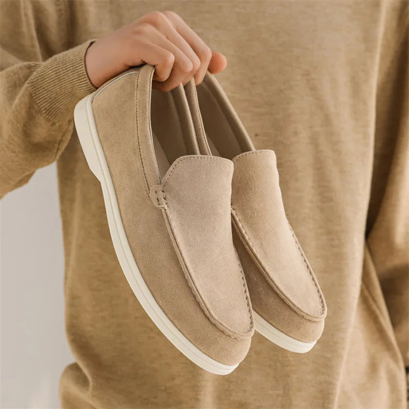 Men’s Suede Leather Loafers – Classic British-Style Casual Shoes, Lightweight Soft Slip-On Moccasins for Driving