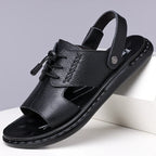 Leather Summer Sandals – Comfortable Non-Slip Slip-On Casual Style