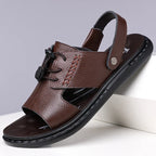 Leather Summer Sandals – Comfortable Non-Slip Slip-On Casual Style