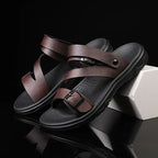 Summer Sandals for Men Outdoor Casual Sport Slippers PU Leather Non-slip Breathable Roman Shoes