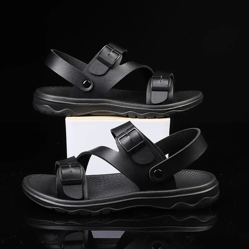 Summer Sandals for Men Outdoor Casual Sport Slippers PU Leather Non-slip Breathable Roman Shoes