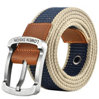 Tactical Men’s Canvas Belt – Fashion Casual Nylon Waistband with Pin Buckle, All-Match for Jeans, Outdoor, Sports & Hunting