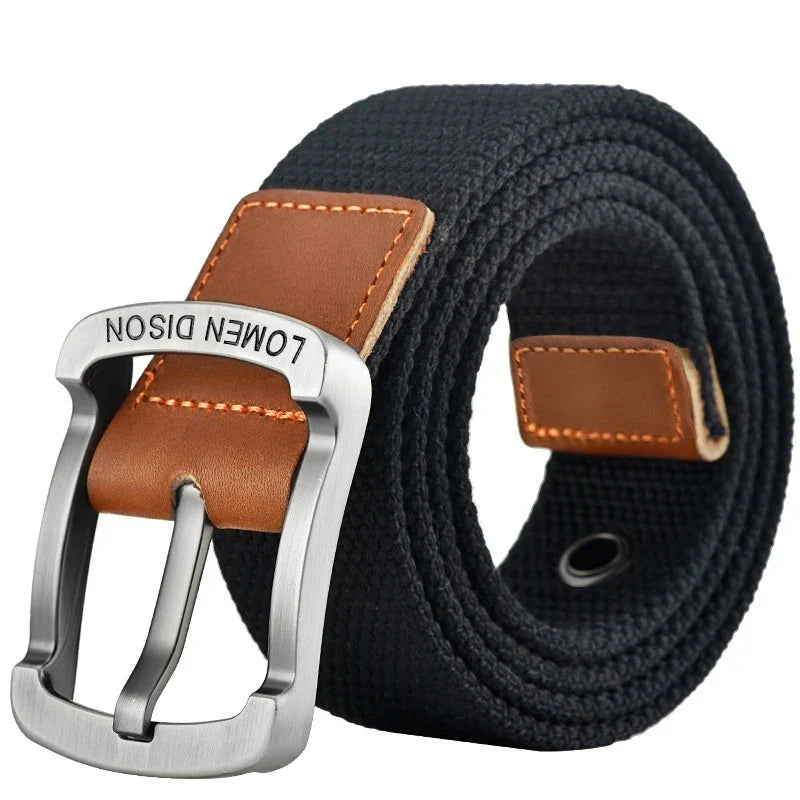Tactical Men’s Canvas Belt – Fashion Casual Nylon Waistband with Pin Buckle, All-Match for Jeans, Outdoor, Sports & Hunting
