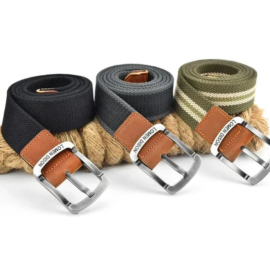 Tactical Men’s Canvas Belt – Fashion Casual Nylon Waistband with Pin Buckle, All-Match for Jeans, Outdoor, Sports & Hunting