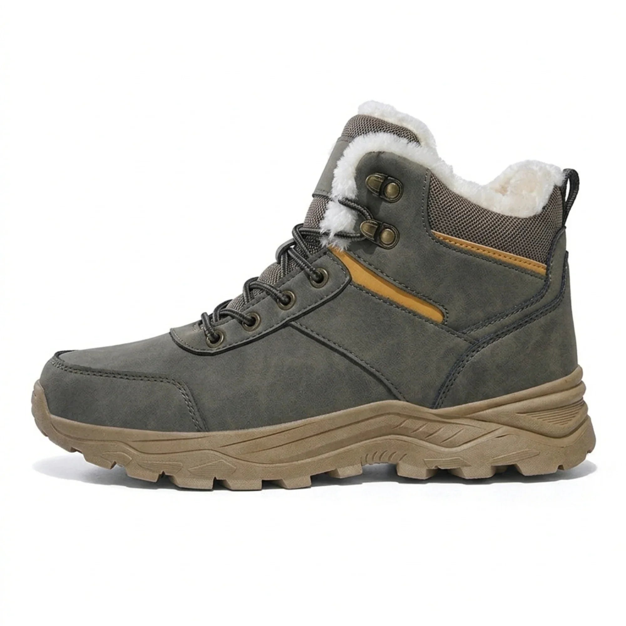 Men’s High-Top Fleece-Lined Boots – Thick Sole, Snow, Hiking, Hunting, Autumn/Winter