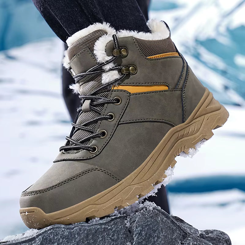 Men’s High-Top Fleece-Lined Boots – Thick Sole, Snow, Hiking, Hunting, Autumn/Winter