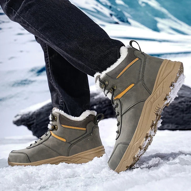 Men’s High-Top Fleece-Lined Boots – Thick Sole, Snow, Hiking, Hunting, Autumn/Winter