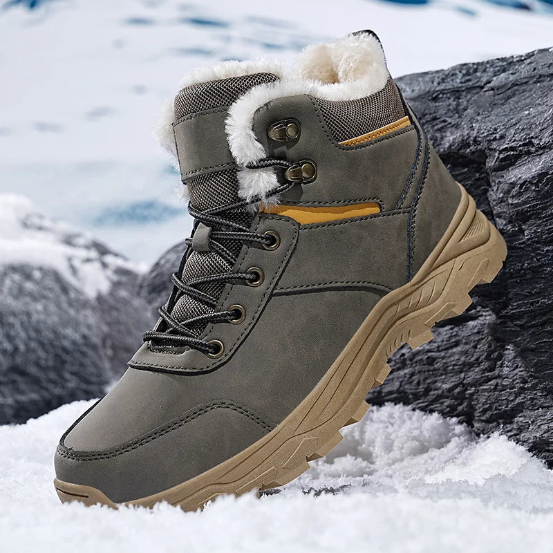 Men’s High-Top Fleece-Lined Boots – Thick Sole, Snow, Hiking, Hunting, Autumn/Winter