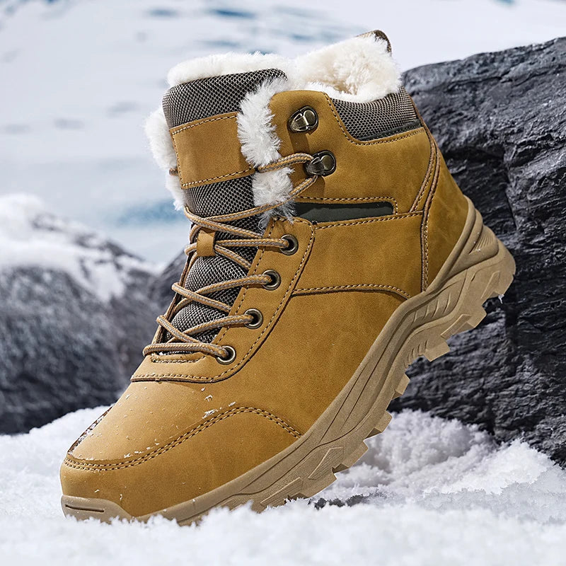 Men’s High-Top Fleece-Lined Boots – Thick Sole, Snow, Hiking, Hunting, Autumn/Winter