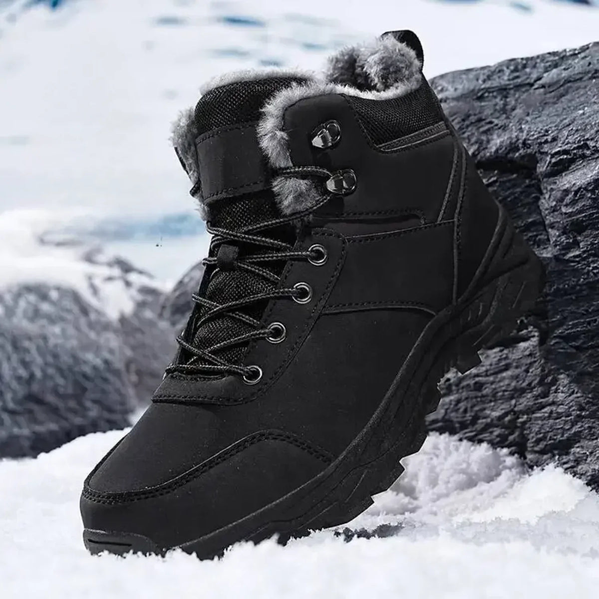 Men’s High-Top Fleece-Lined Boots – Thick Sole, Snow, Hiking, Hunting, Autumn/Winter