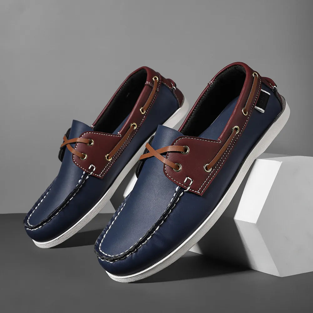 Men’s Trendy Apron Toe Loafers, Comfortable Slip-On Non-Slip Shoes for Walking, Travel, and Everyday Wear in Spring and Summer