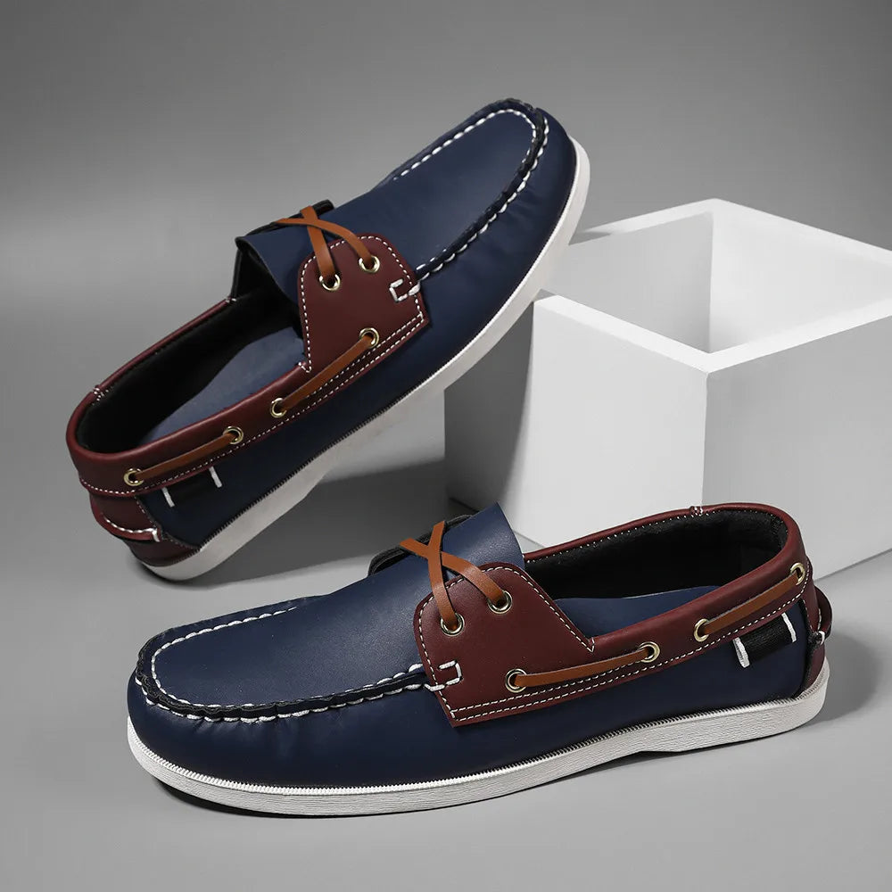 Men’s Trendy Apron Toe Loafers, Comfortable Slip-On Non-Slip Shoes for Walking, Travel, and Everyday Wear in Spring and Summer