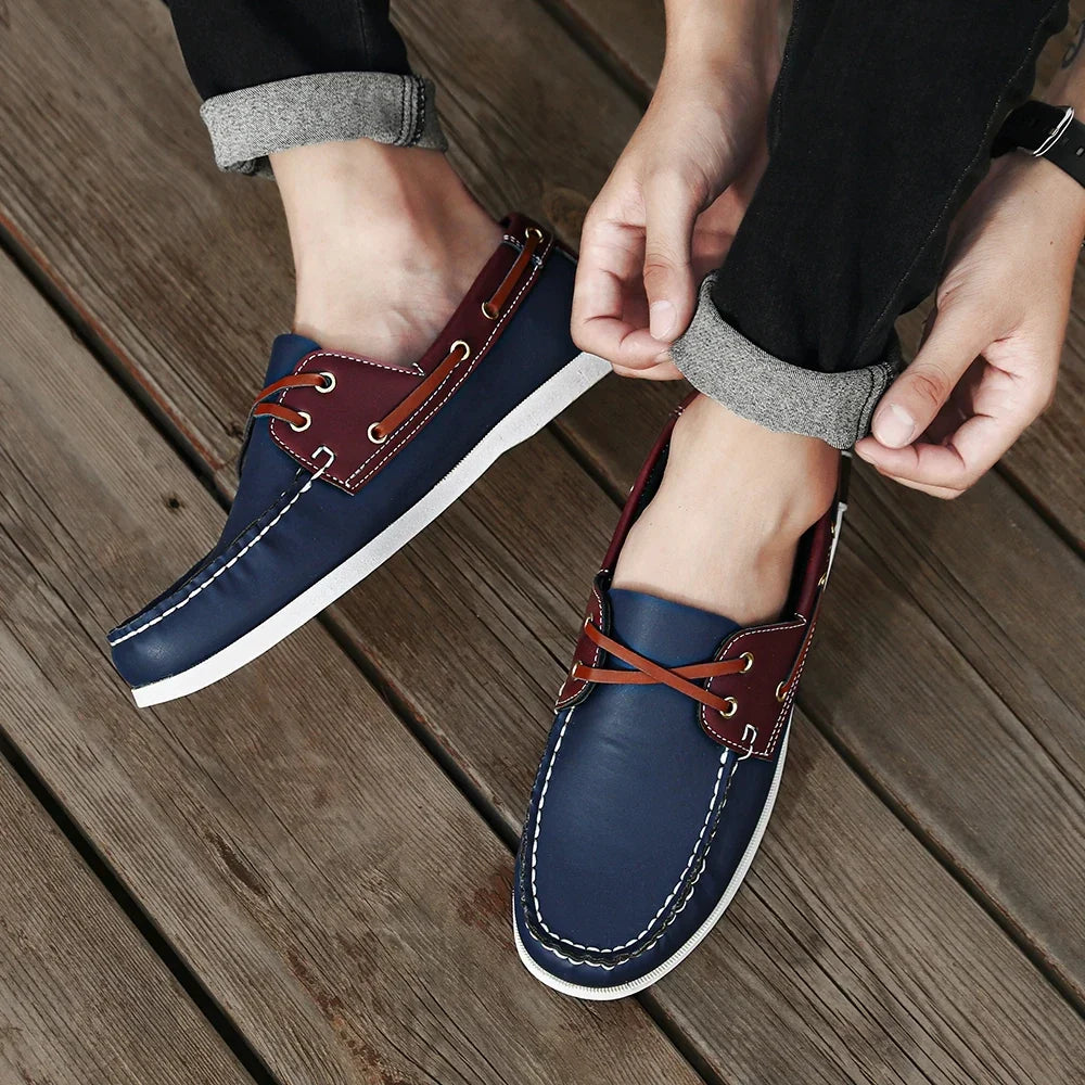 Men’s Trendy Apron Toe Loafers, Comfortable Slip-On Non-Slip Shoes for Walking, Travel, and Everyday Wear in Spring and Summer