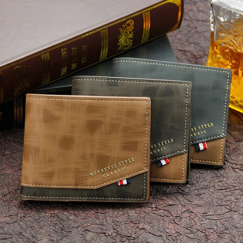 Vintage Men’s Leather Wallet – Short Design, Multi-Slot Card Holder, Coin Pocket, Large Capacity