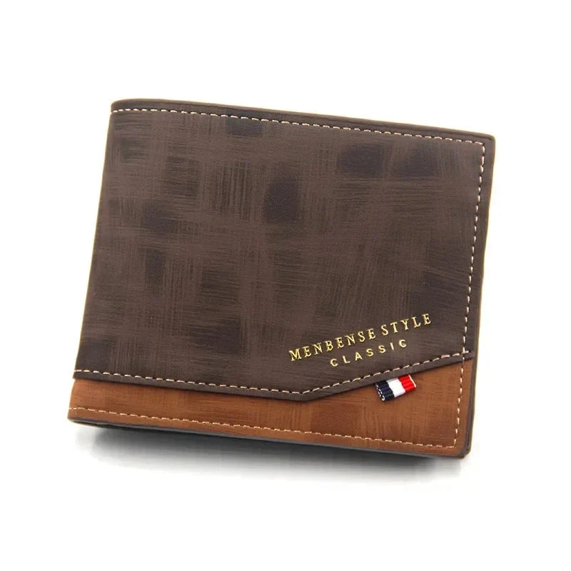 Vintage Men’s Leather Wallet – Short Design, Multi-Slot Card Holder, Coin Pocket, Large Capacity