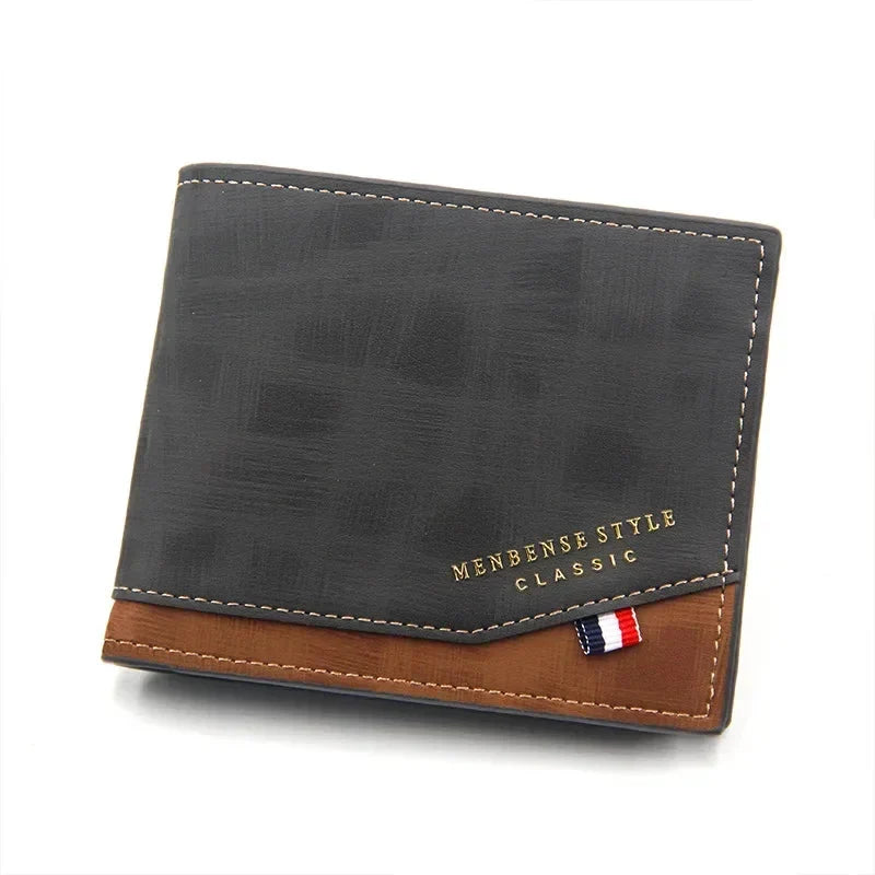 Vintage Men’s Leather Wallet – Short Design, Multi-Slot Card Holder, Coin Pocket, Large Capacity