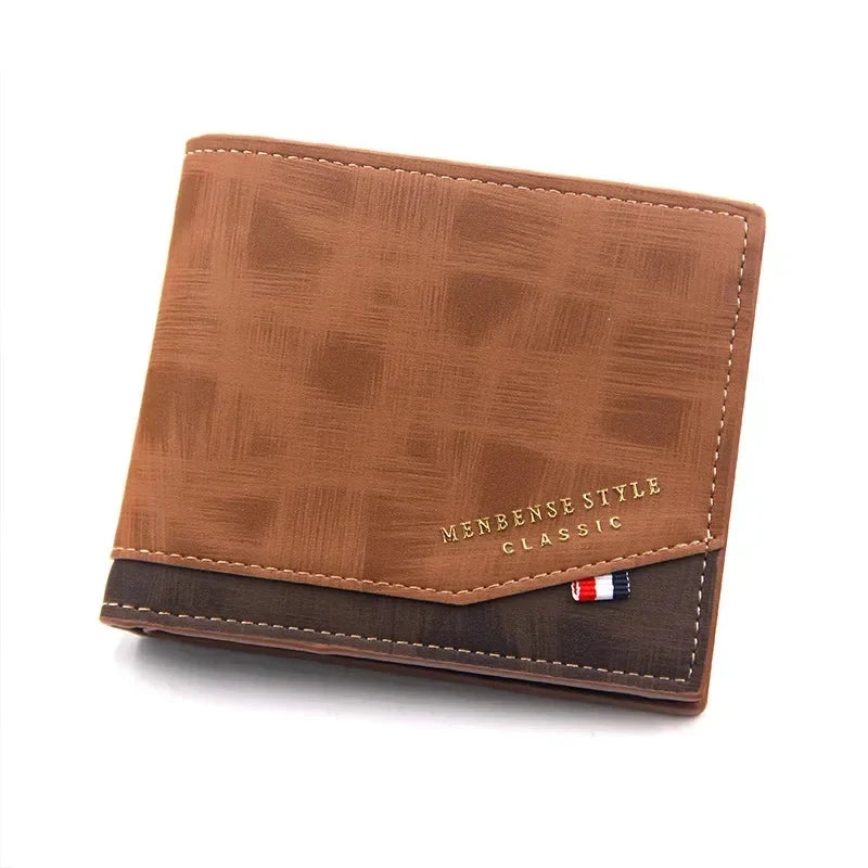 Vintage Men’s Leather Wallet – Short Design, Multi-Slot Card Holder, Coin Pocket, Large Capacity