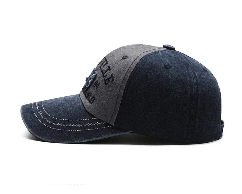 Four Seasons Men’s Baseball Cap – Casual Washed Cotton Embroidered Curved Brim Hat, Sun Protection for Outdoor Activities