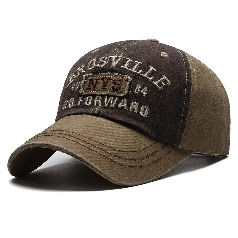 Four Seasons Men’s Baseball Cap – Casual Washed Cotton Embroidered Curved Brim Hat, Sun Protection for Outdoor Activities