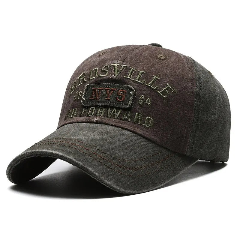 Four Seasons Men’s Baseball Cap – Casual Washed Cotton Embroidered Curved Brim Hat, Sun Protection for Outdoor Activities