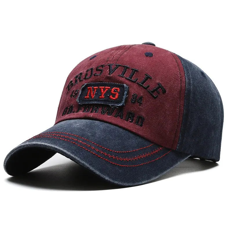 Four Seasons Men’s Baseball Cap – Casual Washed Cotton Embroidered Curved Brim Hat, Sun Protection for Outdoor Activities