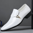 White Patent Leather Classics for Men – Business Dress Shoes, Slip-On Party Footwear with Pointed Toe