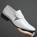 White Patent Leather Classics for Men – Business Dress Shoes, Slip-On Party Footwear with Pointed Toe