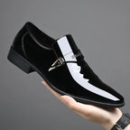 White Patent Leather Classics for Men – Business Dress Shoes, Slip-On Party Footwear with Pointed Toe