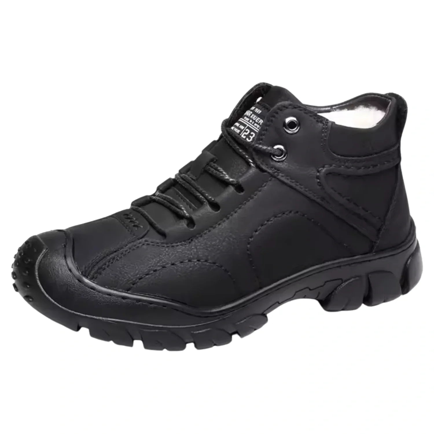 Men’s Winter Snow Boots – Waterproof Lace-Up Leather Ankle Work Boots, Non-Slip Cotton-Lined Footwear