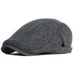 Men’s Winter Beret – Thick Wool Vintage Herringbone Gatsby Style, Adjustable Fit