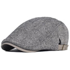 Men’s Winter Beret – Thick Wool Vintage Herringbone Gatsby Style, Adjustable Fit