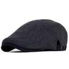 Men’s Winter Beret – Thick Wool Vintage Herringbone Gatsby Style, Adjustable Fit