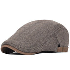 Men’s Winter Beret – Thick Wool Vintage Herringbone Gatsby Style, Adjustable Fit