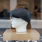 Men’s Winter Beret – Thick Wool Vintage Herringbone Gatsby Style, Adjustable Fit