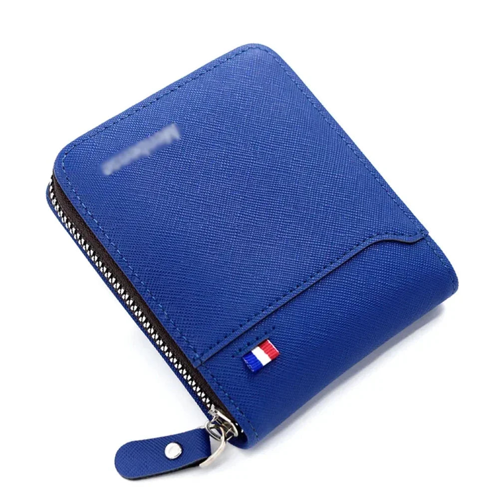 Men's Short Zipper Wallet – Korean Style Card Holder with Coin Pocket, RFID Protection